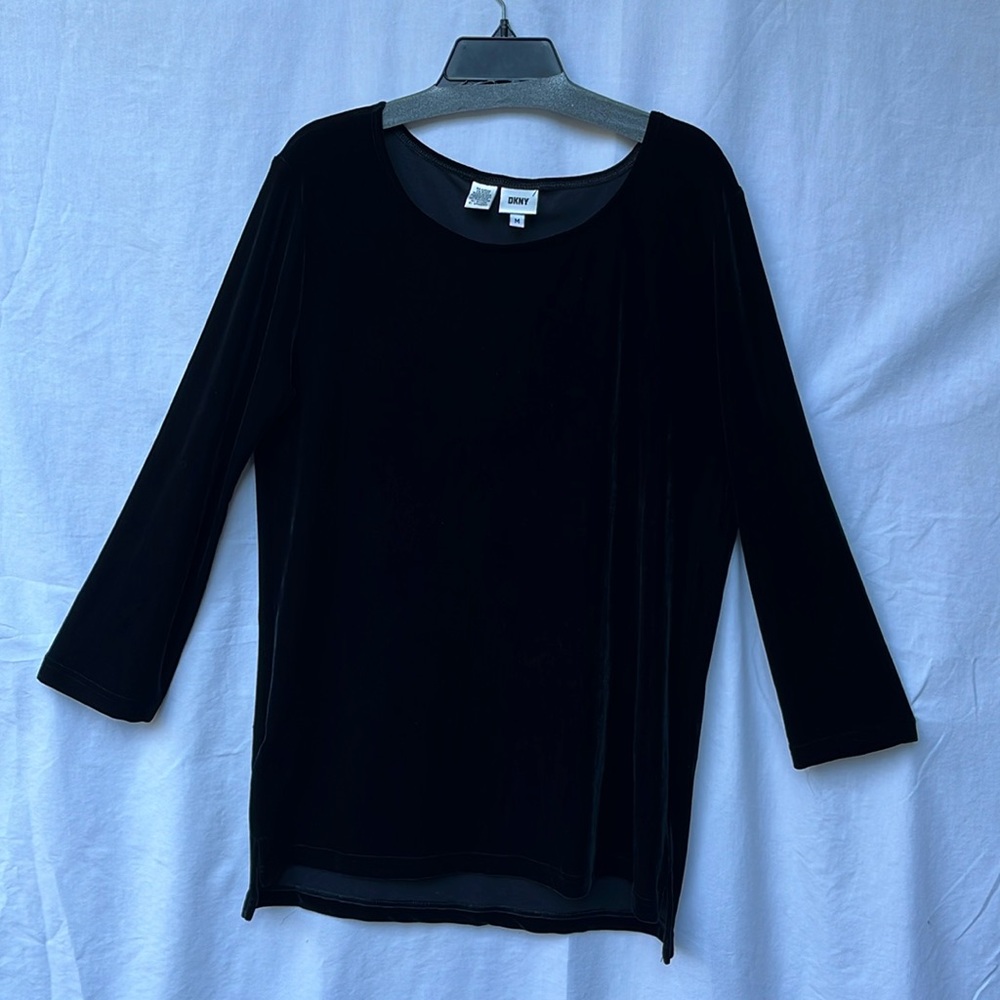 DKNY Black Velvet Long Sleeved Tunic. SzMED